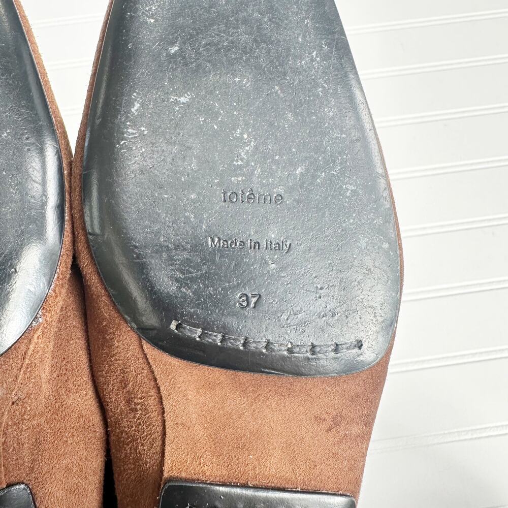 Toteme Chocolate Brown Suede Loafers Slip On Flats - Picture 9 of 14